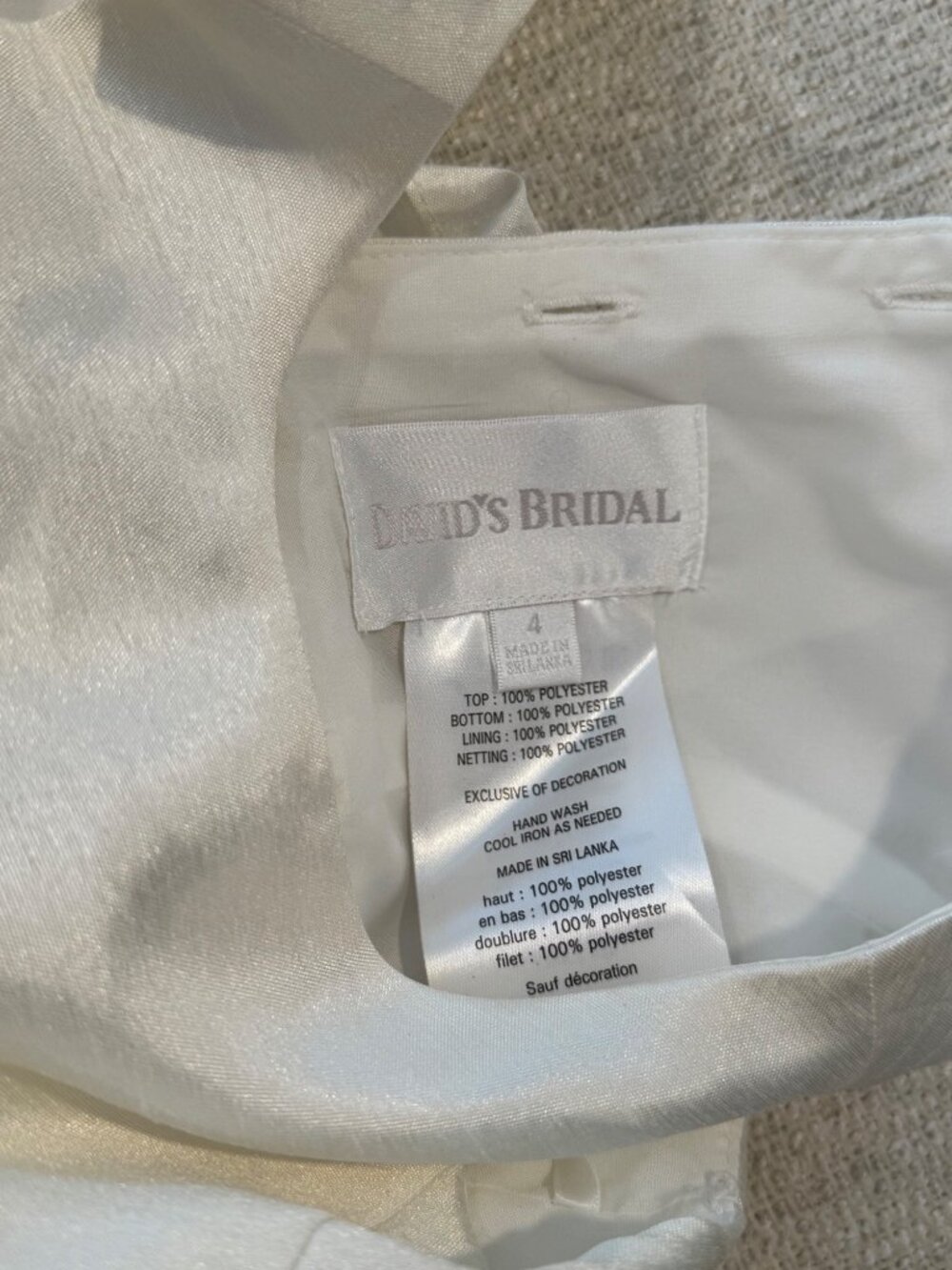 David’s Bridal Girls 4 Tulle Tea Length Gold Glitter Flower Girl Formal Dress - Picture 7 of 10